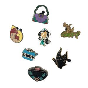 Lot of 7 Vintage and Modern Disney World Trading Post Pins Goofy Ariel Jasmine